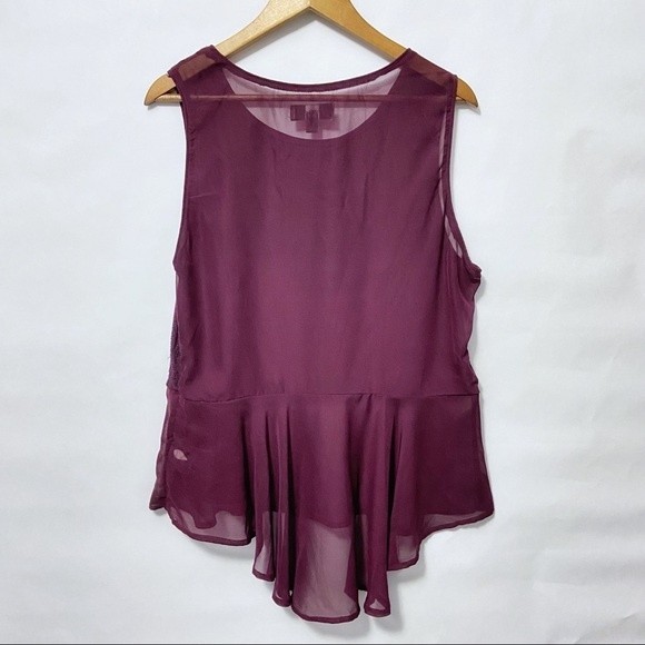 Mossimo Plum Chiffon Lace Sheer Blouse Tank - Picture 5 of 8